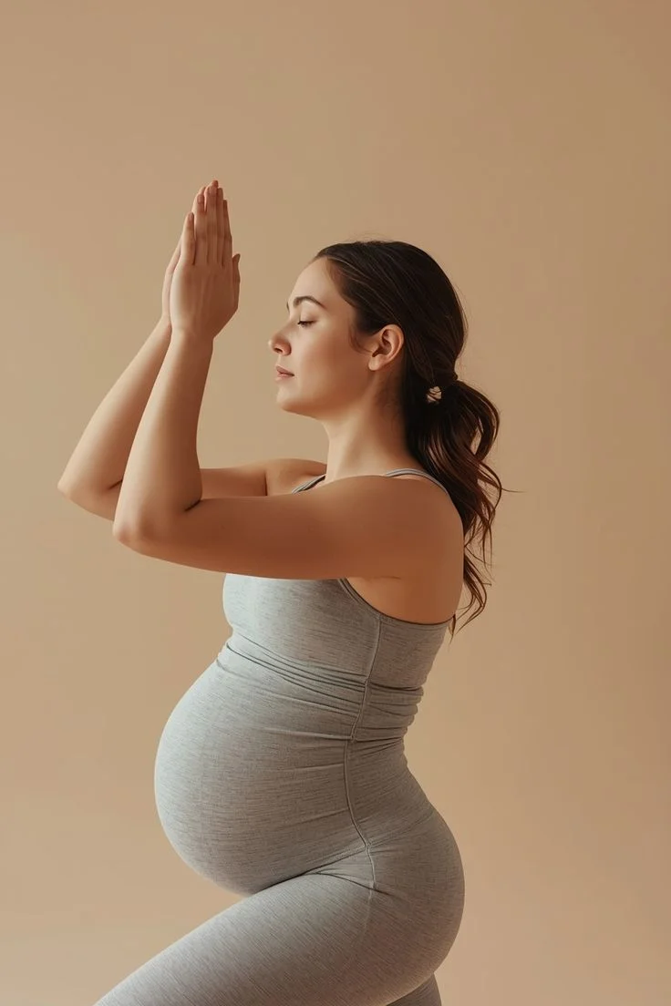 Prenatal yoga prayer pose